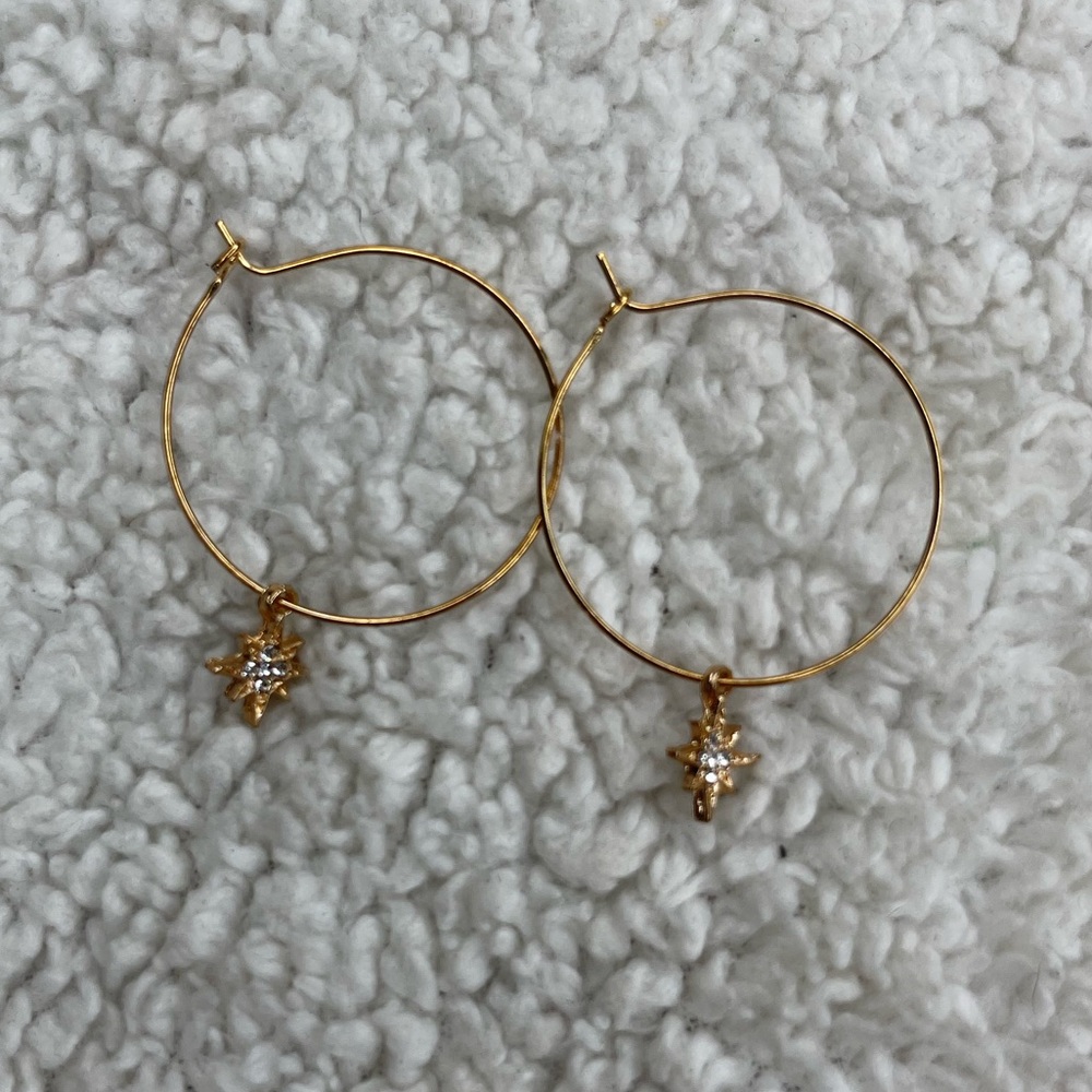 Gold hoops with Crystal stars